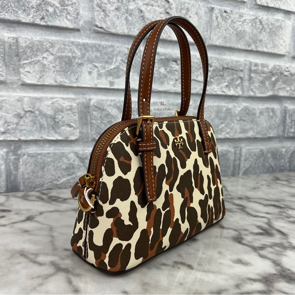 Tory Burch Emerson Printed Dome Satchel Crossbody In Leopard Print - Picture 5 of 11
